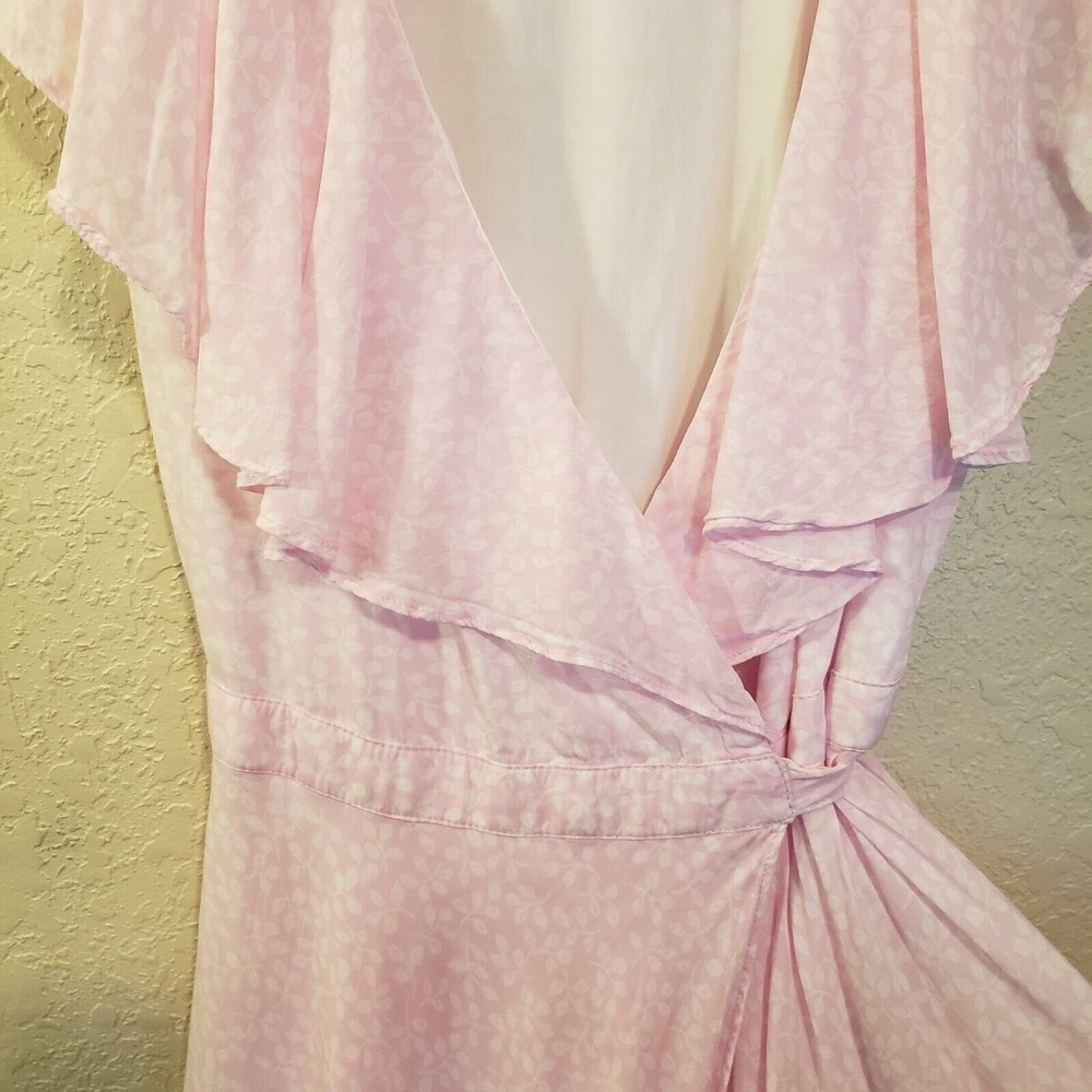 Draper James Floral Wrap Dress, Sz Medium, Pink Ruffle Summer Wrap Dress - Picture 6 of 12